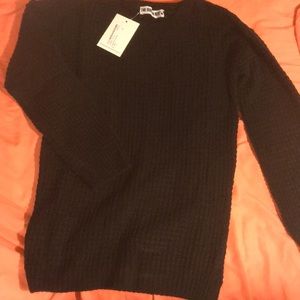 Black waffle knit sweater - never worn